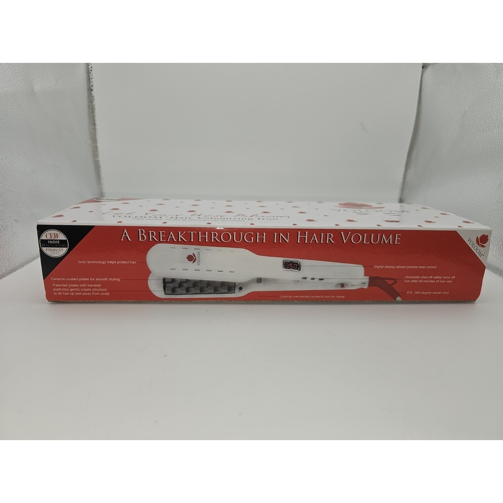 Voloom OIPW15 Hair Volumizing Iron 1.5" Pearl White, Adjustable Temperature